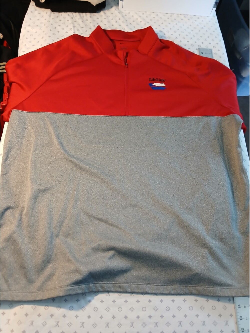 Nike LifeLink Streetwear Quarter Zip Pullover Top Red Gray Colorblock 4XL